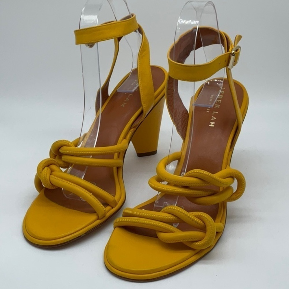 Derek Lam yellow knot leather strap heels